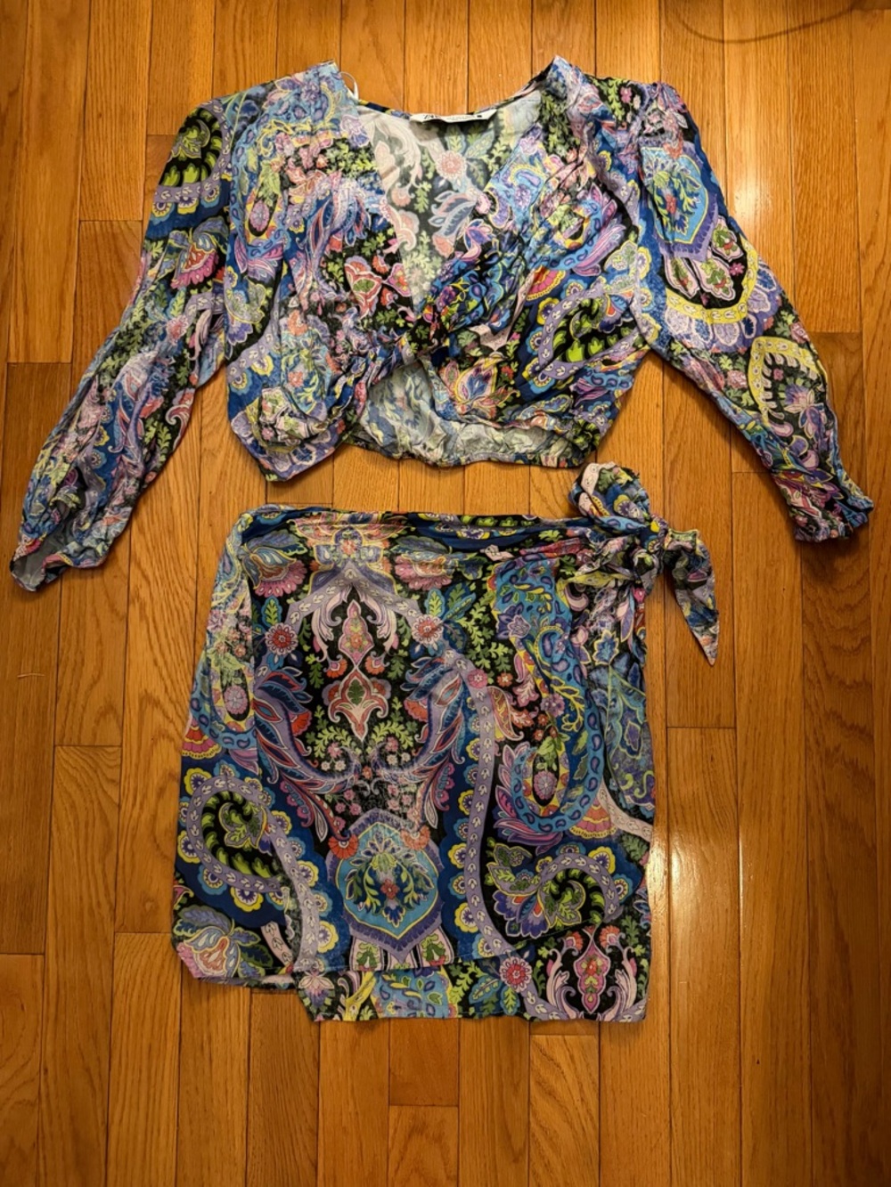 Zara 2 Piece Paisley Matching Skirt & Top Set